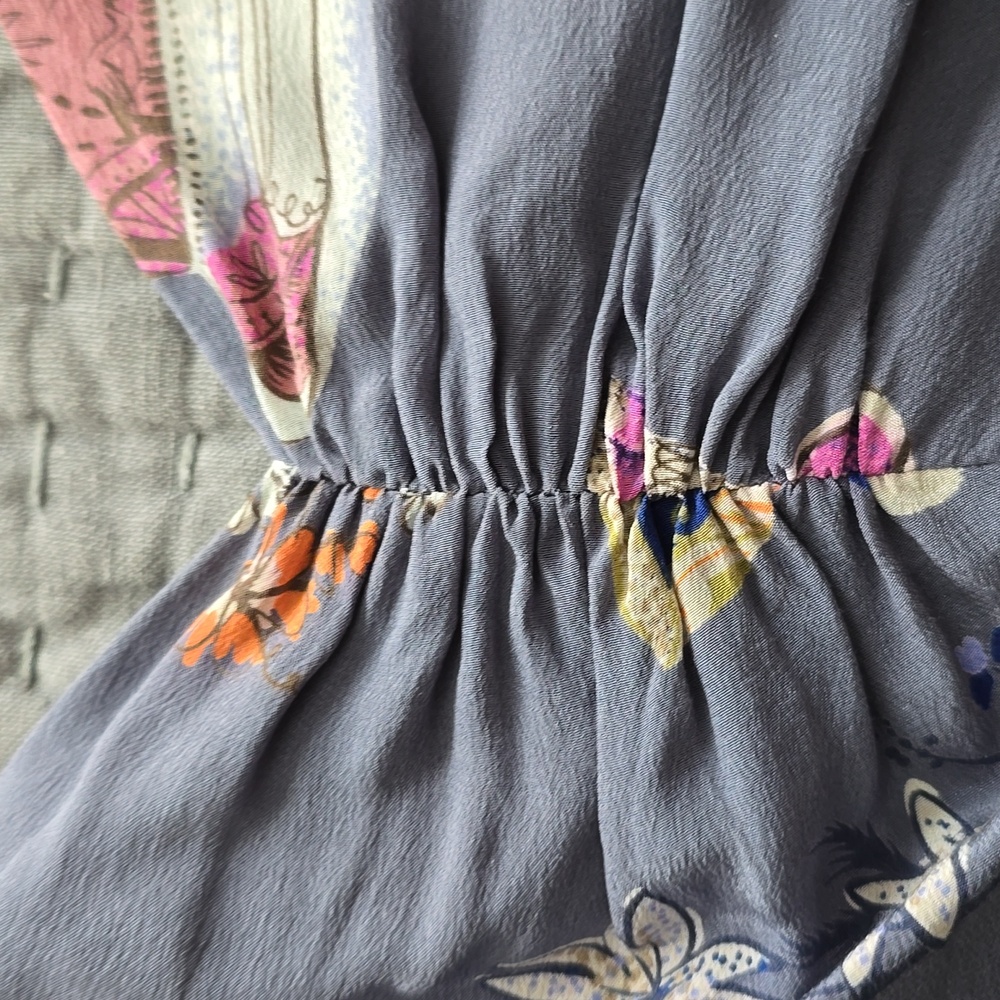 Anthropologie Dress By FLOREAT Teacup Print Purple Silk "Sugar & Cream Dress" - Picture 8 of 16